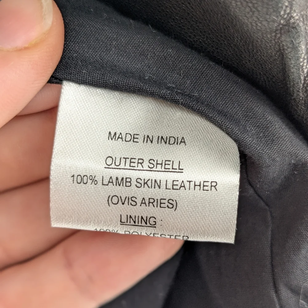 Black Genuine Lambskin Leather Moto Jacket Womens XS Double Zip Slim Biker Chic - Picture 15 of 15